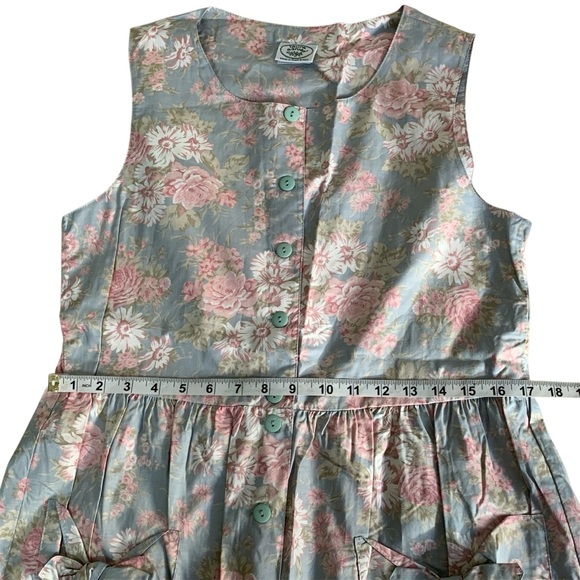 Vintage Laura Ashley Great Britain Cottagecore Floral Crop Jumpsuit Bow Pockets - Picture 5 of 11